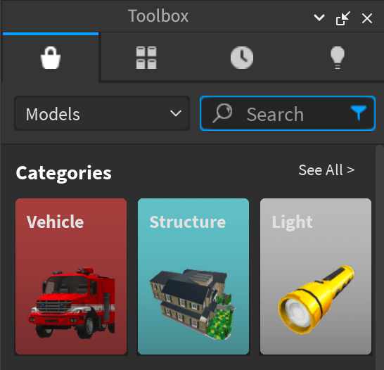 roblox studio toolbox categories