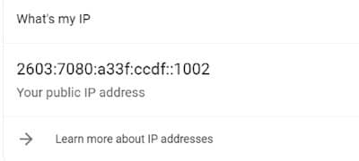 Local PC's IP address