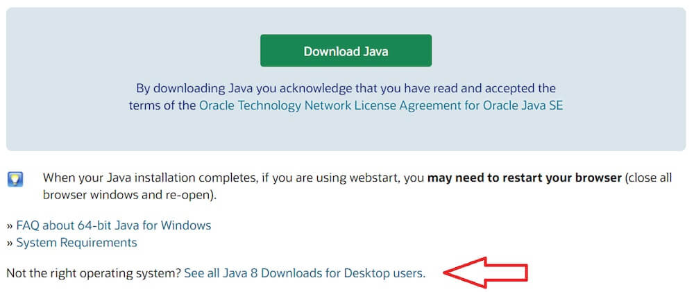 Downloading the latest version of Java