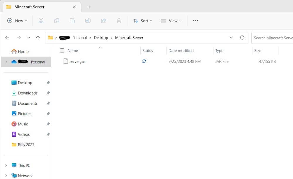 Saving the server software to your computer files