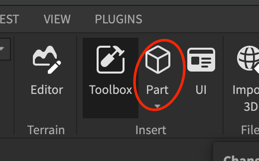 roblox studio creating parts