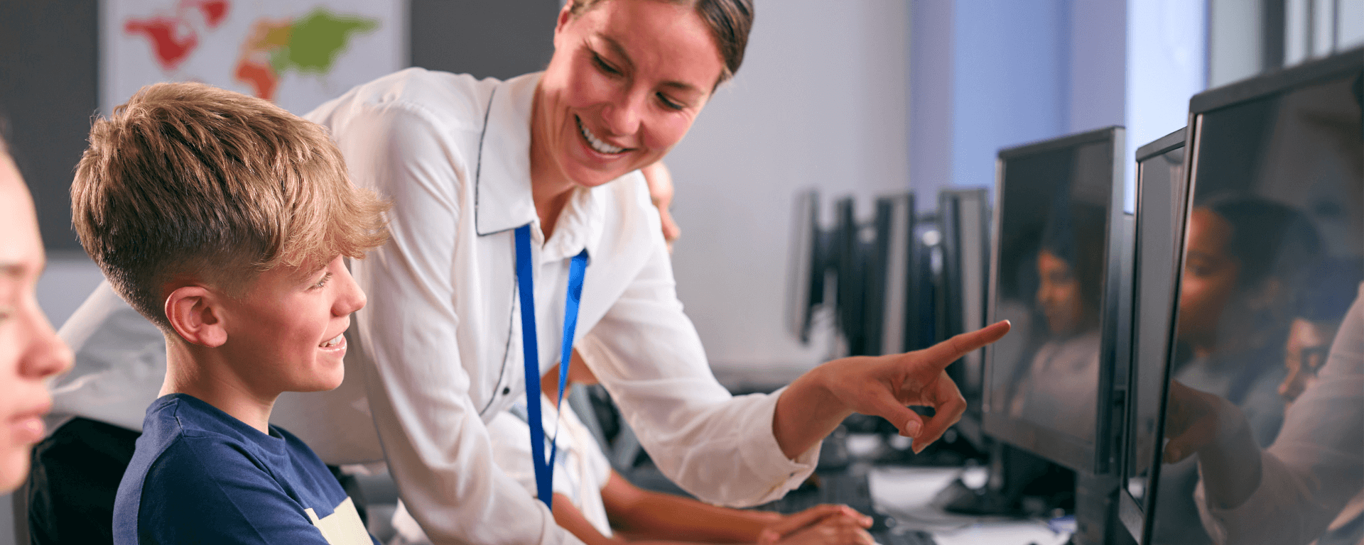 teaching pointing at computer screen